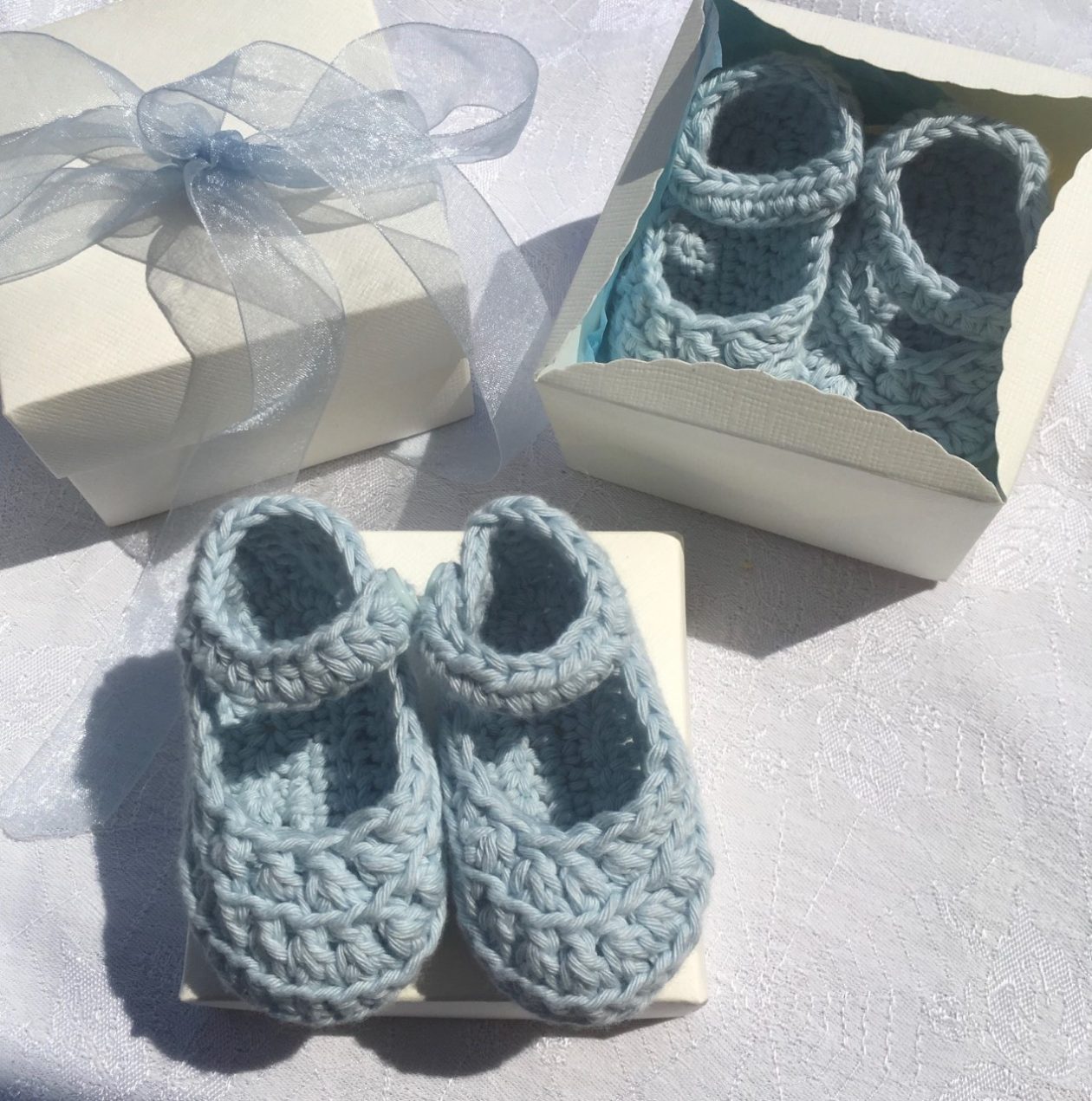 Crochet Booties – Blue Organic Cotton